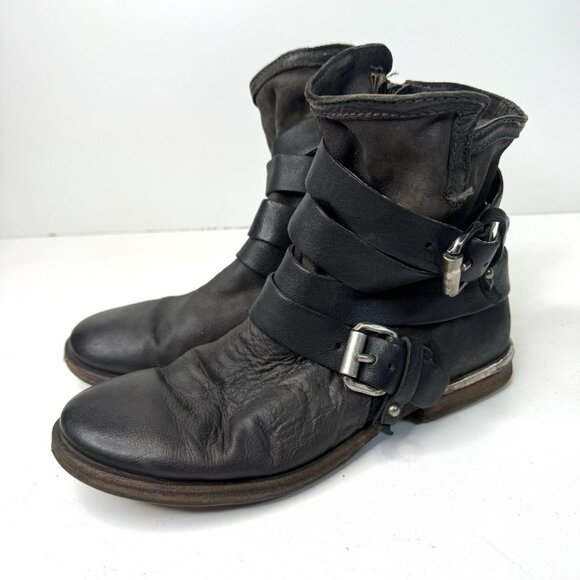 A.S.98 Ankle Moto Boots Womens Size 38 US 7.5/8 Leather Bikercore Boho Western - Picture 5 of 11